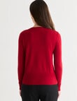 Oliver Black Long Sleeve Crew Neck Cardigan, Ruby product photo View 02 S