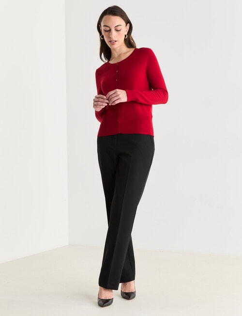 Oliver Black Long Sleeve Crew Neck Cardigan, Ruby product photo View 03 L