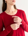 Oliver Black Long Sleeve Crew Neck Cardigan, Ruby product photo View 04 S