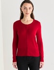 Oliver Black Long Sleeve Crew Neck Cardigan, Ruby product photo View 05 S