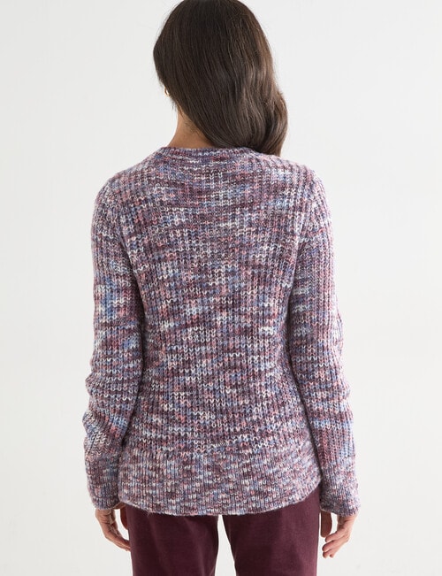 Ella J V-Neck Fluffy Jumper, Purple Multi product photo View 02 L