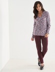 Ella J V-Neck Fluffy Jumper, Purple Multi product photo View 03 S