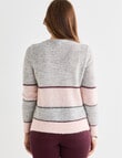 Ella J Sequined Stripe Jumper, Silver & Pink product photo View 02 S