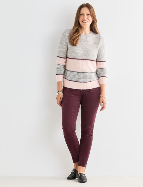 Ella J Sequined Stripe Jumper, Silver & Pink product photo View 03 L