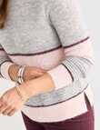 Ella J Sequined Stripe Jumper, Silver & Pink product photo View 04 S