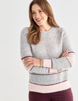 Ella J Sequined Stripe Jumper, Silver & Pink product photo View 05 S