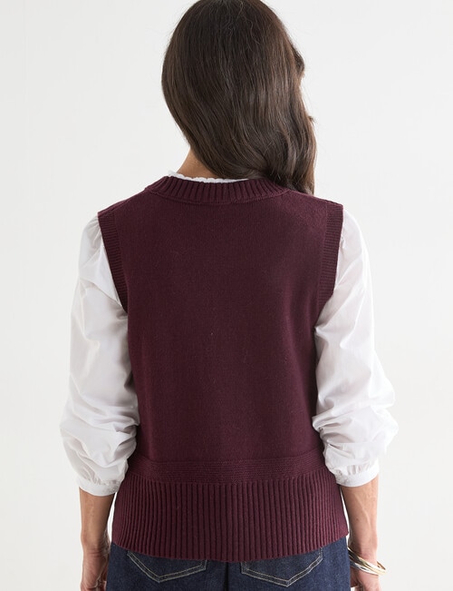 Ella J Knitted Vest, Burgundy product photo View 02 L