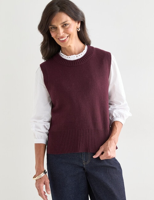 Ella J Knitted Vest, Burgundy product photo View 05 L