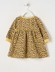 Teeny Weeny Butterflies and Bows Play Time Fleece Leopard Dress, Brown Leopard print product photo View 02 S