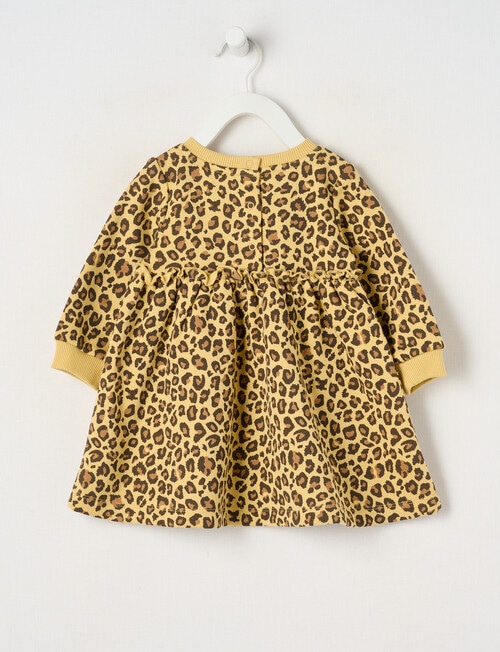 Teeny Weeny Butterflies and Bows Play Time Fleece Leopard Dress, Brown Leopard print product photo View 02 L