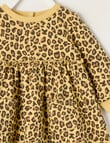 Teeny Weeny Butterflies and Bows Play Time Fleece Leopard Dress, Brown Leopard print product photo View 03 S