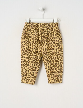 Teeny Weeny Butterflies and Bows Play Time Leopard Print Track Pants, Brown product photo