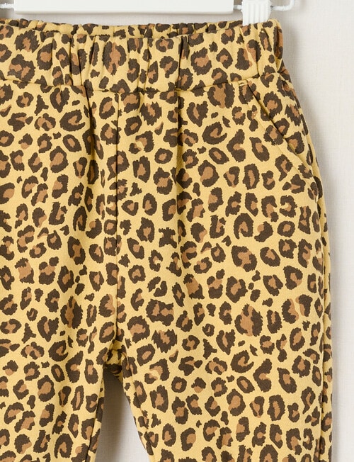 Teeny Weeny Butterflies and Bows Play Time Leopard Print Track Pants, Brown product photo View 02 L