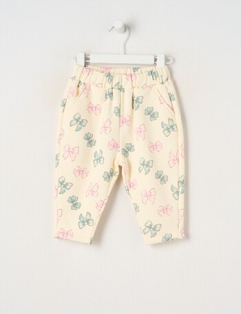 Teeny Weeny Butterflies and Bows Play Time Horseshoe Track Pants, Cream product photo