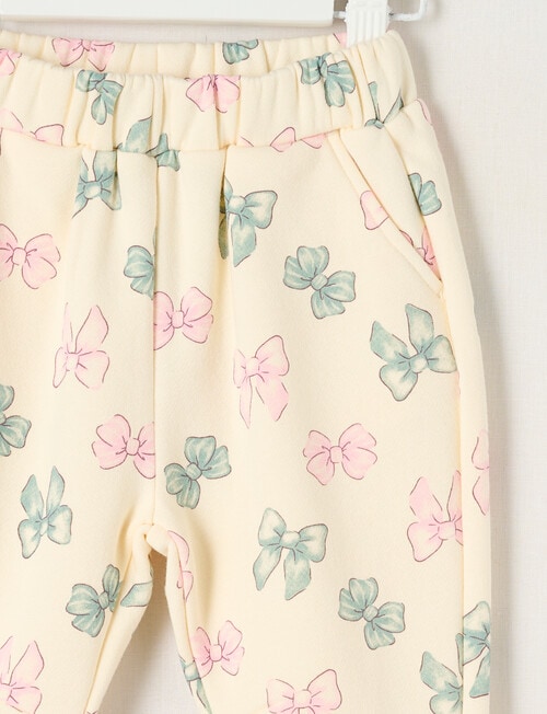Teeny Weeny Butterflies and Bows Play Time Horseshoe Track Pants, Cream product photo View 02 L