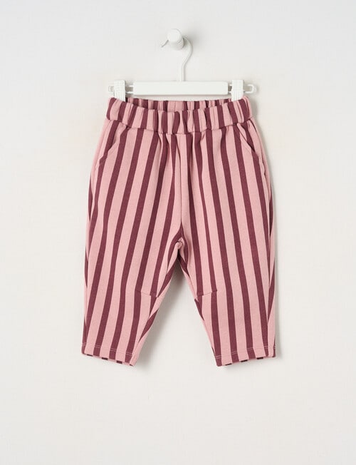 Teeny Weeny Butterflies and Bows Play Time Stripe Track Pants, Pink & Cherry product photo