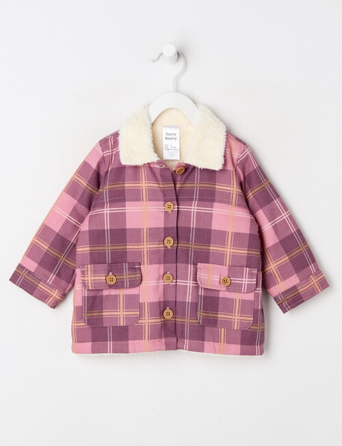 Teeny Weeny Butterflies & Bows Check Shacket, Pink product photo