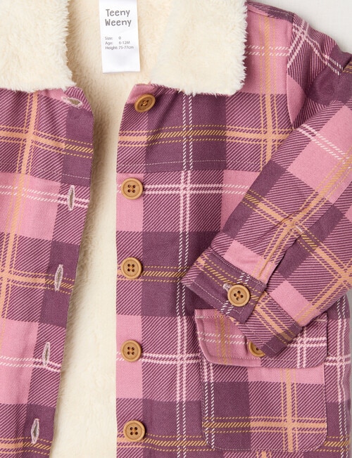 Teeny Weeny Butterflies & Bows Check Shacket, Pink product photo View 02 L