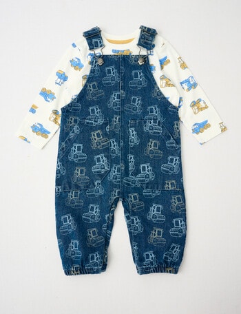 Teeny Weeny Digger Overall With Tee, Denim Blue product photo
