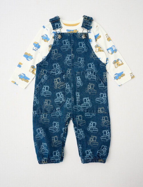 Teeny Weeny Digger Overall With Tee, Denim Blue product photo