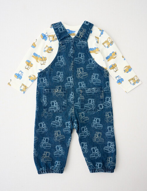 Teeny Weeny Digger Overall With Tee, Denim Blue product photo View 02 L