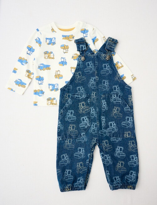 Teeny Weeny Digger Overall With Tee, Denim Blue product photo View 03 L