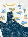 Teeny Weeny Digger Overall With Tee, Denim Blue product photo View 04 S