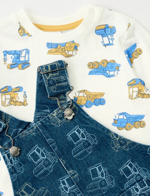 Teeny Weeny Digger Overall With Tee, Denim Blue product photo View 04 L