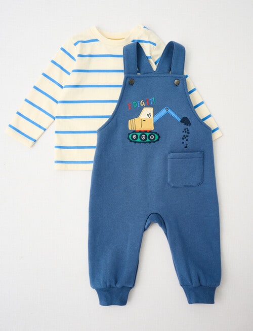 Teeny Weeny Fleece Dungaree & Tee, Blue product photo View 03 L