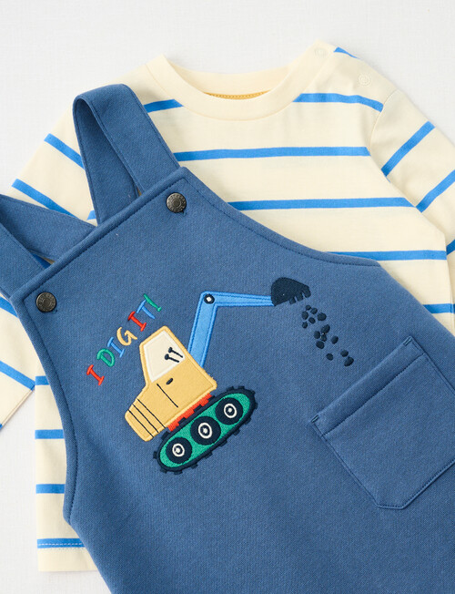 Teeny Weeny Fleece Dungaree & Tee, Blue product photo View 04 L