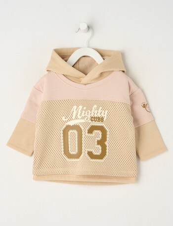 Teeny Weeny Mesh & Fleece Basketball Hoodie, Blonde Wood product photo