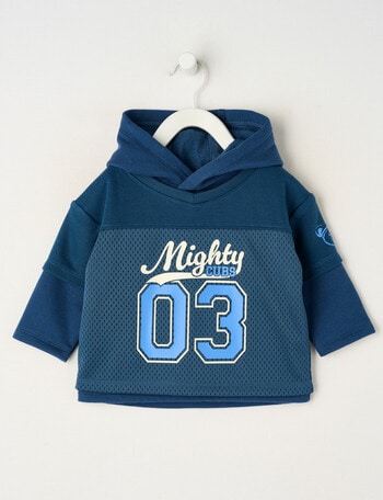 Teeny Weeny Mesh & Fleece Basketball Hoodie, Navy product photo