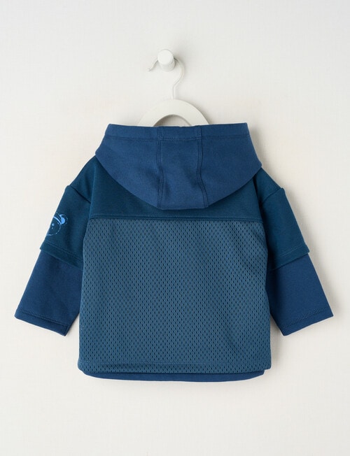 Teeny Weeny Mesh & Fleece Basketball Hoodie, Navy product photo View 02 L