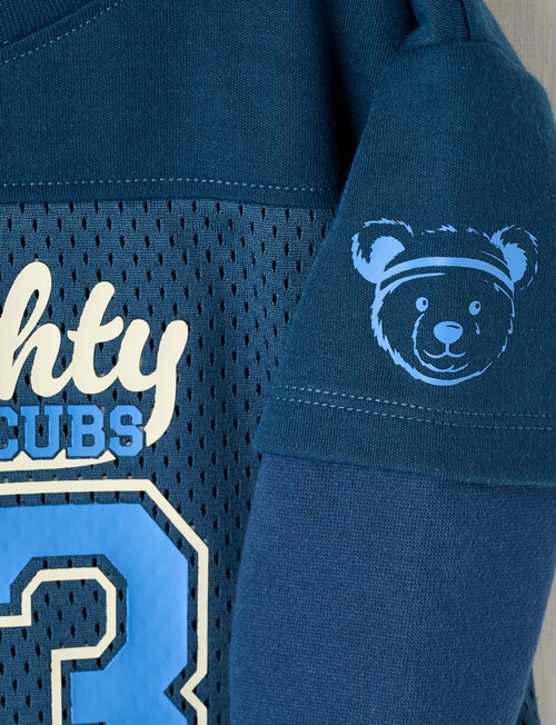 Teeny Weeny Mesh & Fleece Basketball Hoodie, Navy product photo View 03 L
