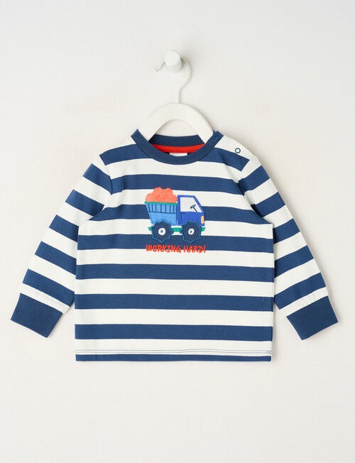 Teeny Weeny Play Time Truck Long Sleeve Tee, Navy & White product photo