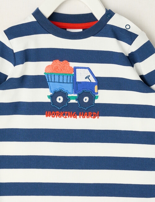 Teeny Weeny Play Time Truck Long Sleeve Tee, Navy & White product photo View 02 L