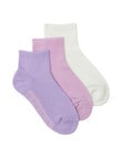 Bonds Logo Quater Crew Socks, 3-Pack, Violet Rules, Lilac Wine & Marscapone product photo