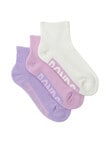 Bonds Logo Quater Crew Socks, 3-Pack, Violet Rules, Lilac Wine & Marscapone product photo View 02 S