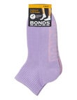 Bonds Logo Quater Crew Socks, 3-Pack, Violet Rules, Lilac Wine & Marscapone product photo View 03 S