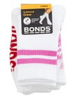 Bonds Logo Stripe Crew Socks, 3-Pack, Berry Kisses Stripe, Sugar Babe Stripe & Parisian Red Stripe product photo View 03 S
