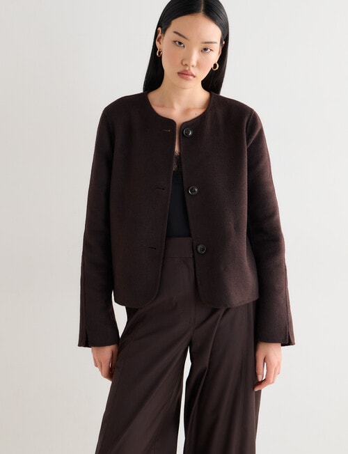 State of play Widera Wool Blend Jacket, Bitter Chocolate product photo View 06 L