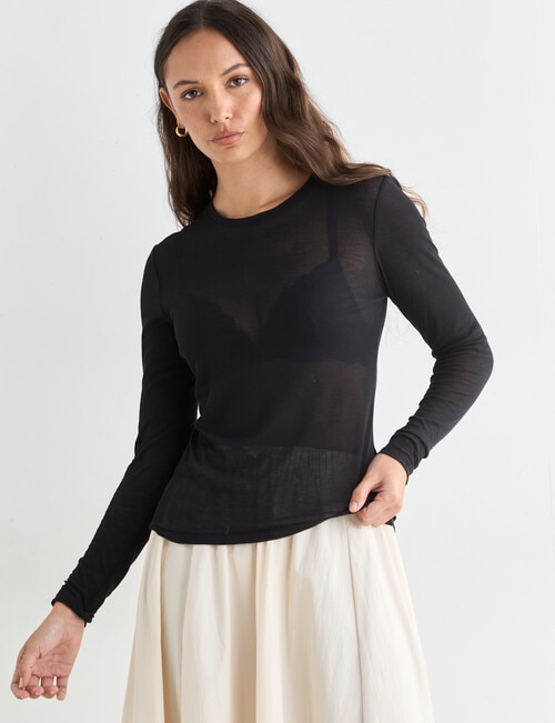 Mineral Mia Mesh Top, Black product photo View 07 L