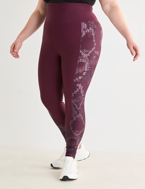 Superfit Curve Snake Print Panel Leggings, Cherry Lacquer product photo View 05 L