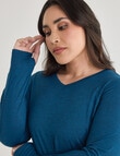 Superfit Curve Limitless V-Neck Tee, Teal & Black product photo View 04 S