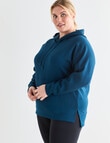 Superfit Curve Premium Stepped Hem Hoodie, Teal product photo View 05 S