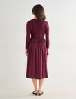 Ella J V-Neck Knit Woven Dress, Burgundy product photo View 02 S