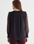 Ella J Shirred Metallic Top, Navy & Burgundy Spot product photo View 02 S