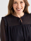 Ella J Shirred Metallic Top, Navy & Burgundy Spot product photo View 04 S