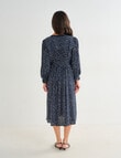 Ella J Lace Trim Dress, Navy & Ivory Spot product photo View 02 S