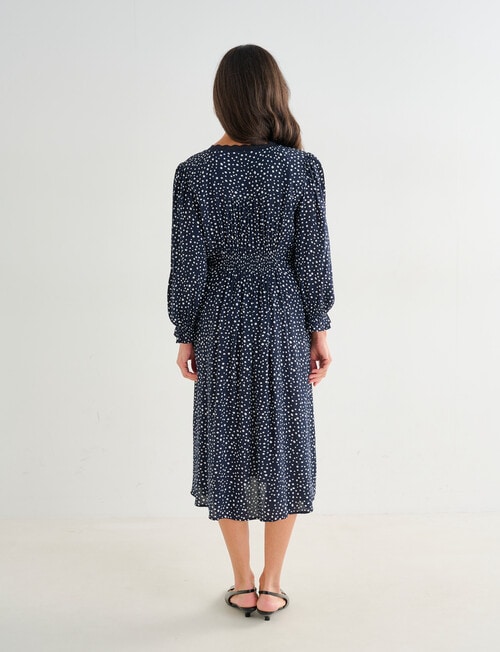 Ella J Lace Trim Dress, Navy & Ivory Spot product photo View 02 L